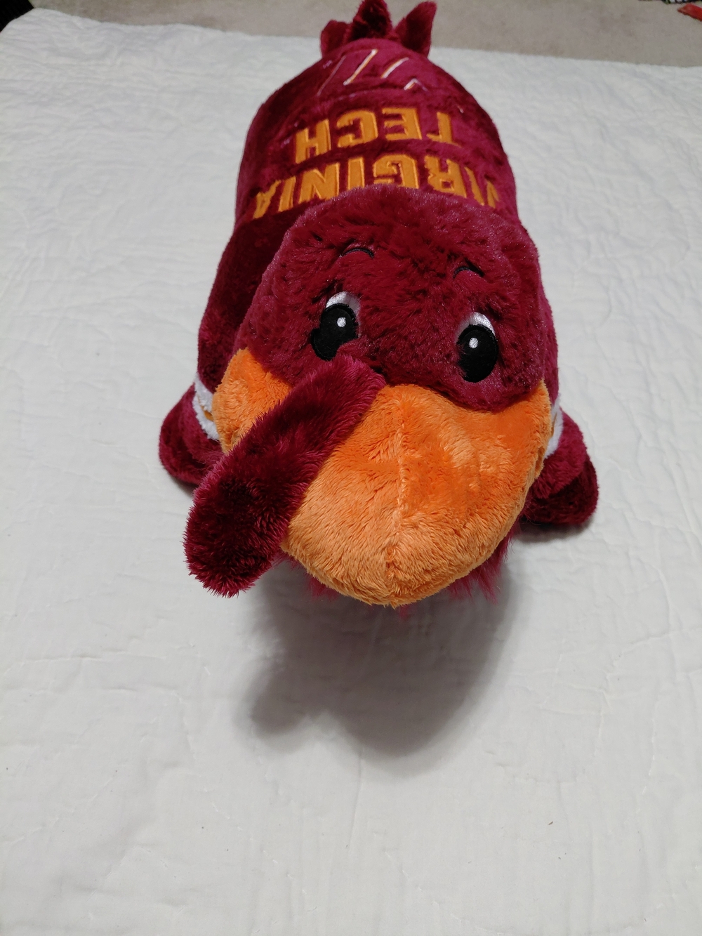 Virginia Tech HOKIE Mascot Plush Accent Pillow - Maroon and Orange